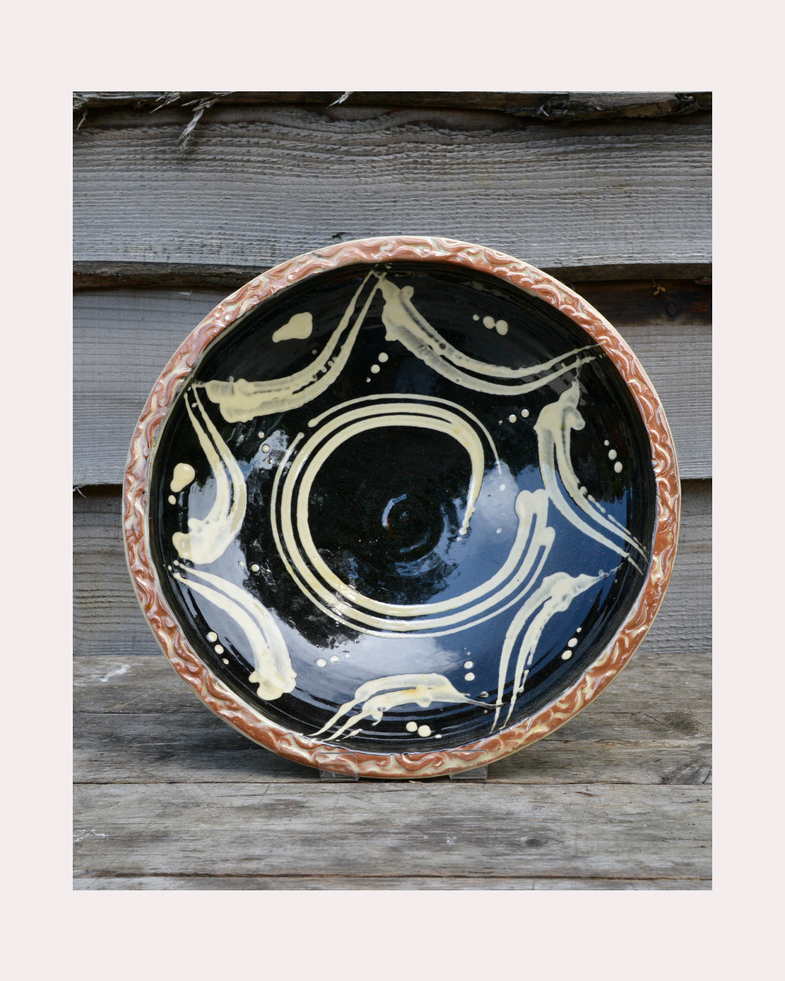 Adam Keeling Large Black and Cream Bowl