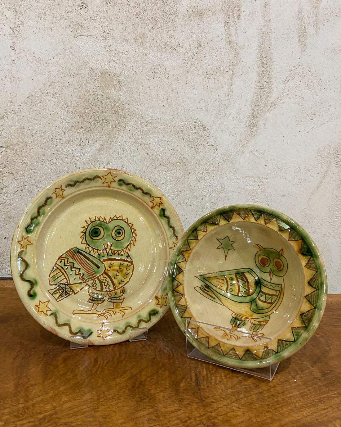 Two Owls - One Plate & One Bowl
